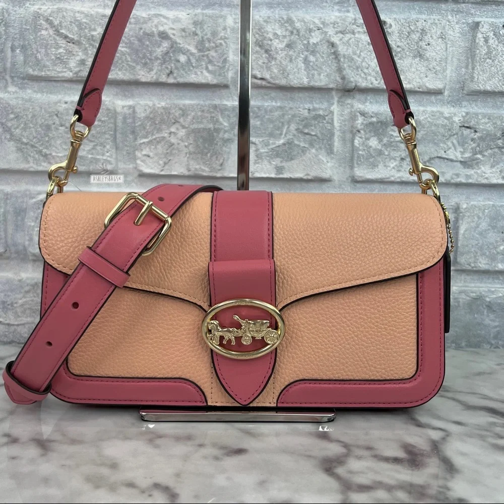 Coach Georgie Shoulder Bag Crossbody In Colorblock Faded Blush Taffy - Picture 2 of 14